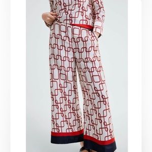 Zara Women's ♥️⛓️♥️ Flowy Knot Print Chain Wide Leg Ankle Pants Size: XS